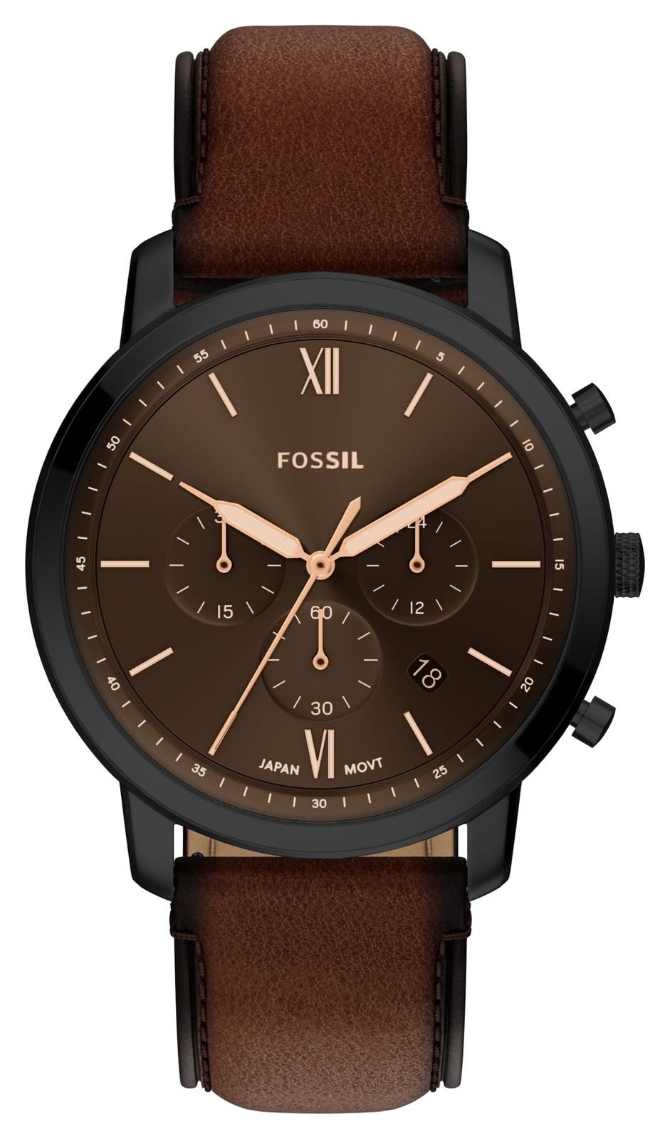 Fossil Chronographe Neutra (44 mm), cadran noir / bracelet montre
