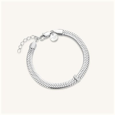 Rosefield Jewellery Large Snake Silver Bracelet With Crystals JBSCS-J1192
