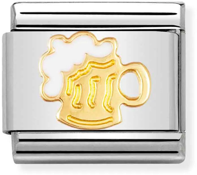 Nomination Classic Beer Tankard 18ct Gold & Steel Enamel Charm 030218/06