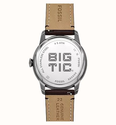 Fossil Townsman Big Tic 42 mm Gunmetal Brown Leather FS6191 - 备用视图 6