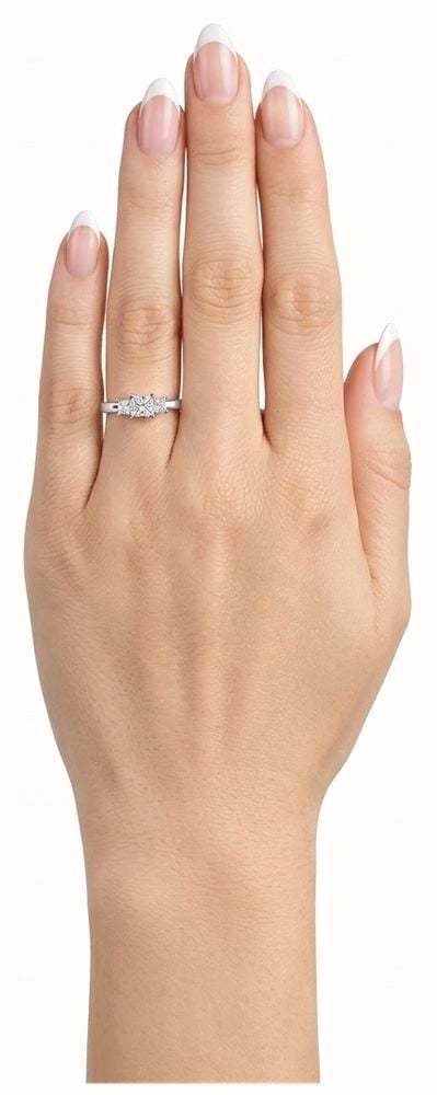1.09ct Princess Natural Diamond Platinum Trilogy Ring J60207 - vue alternative 4