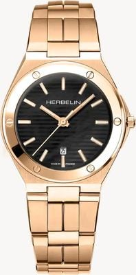 Herbelin Cap camarat 石英（33 毫米）黑色珍珠贝母表盘/玫瑰金 pvd 不锈钢表带 14545BPR49