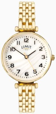 Limit Montre à quartz classique (30 mm), cadran en nacre et bracelet à maillons dorés 6497