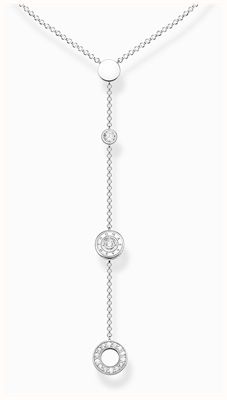 Thomas Sabo Drop Necklace | Sterling Silver | Circle Detail | White Crystal | 45cm KE1879-051-14-L45V