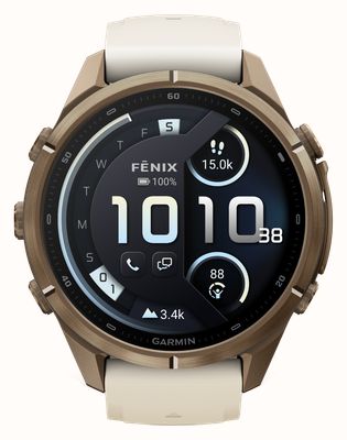 Garmin Fenix 9 Pro InReach 43mm Premium GPS Smartwatch - Autumn Gold Titanium With Cream Silicone Watch 010-04335-21