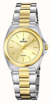 Festina Damen | goldenes Zifferblatt | zweifarbiges Armband F20556/3