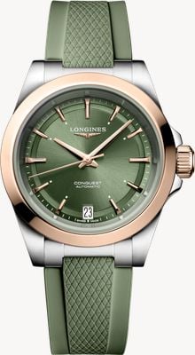LONGINES Conquest automatisch (34 mm) groene wijzerplaat / groene rubberen band L34305029