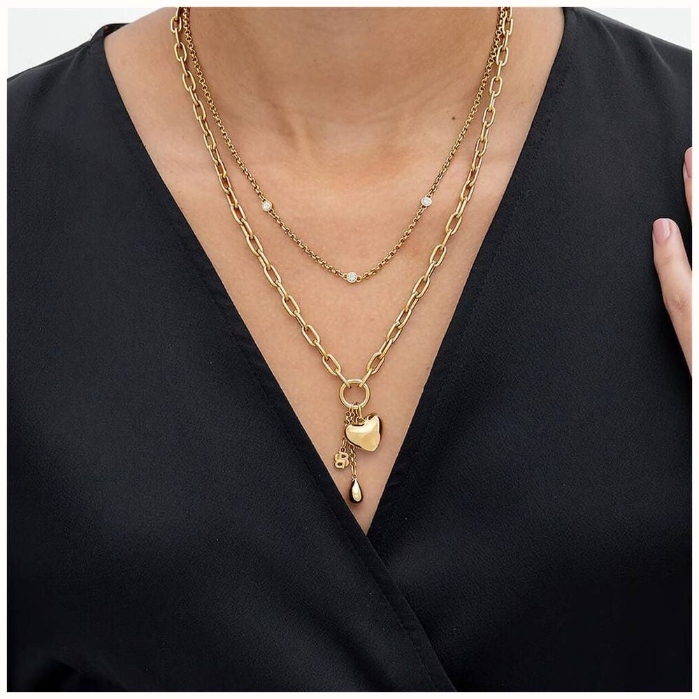BOSS Jewellery Amara Gold Tone Ion Plated Stainless Steel Crystal Necklace 1580883 - vista alternativa 3
