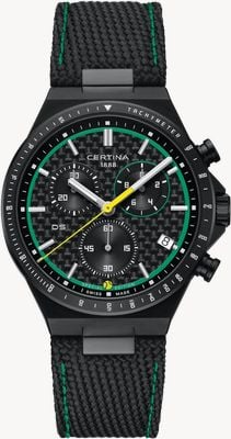 Certina Chronographe Ds-7 édition padel par marta ortega (41mm) cadran carbone noir / bracelet textile noir C0434173820110