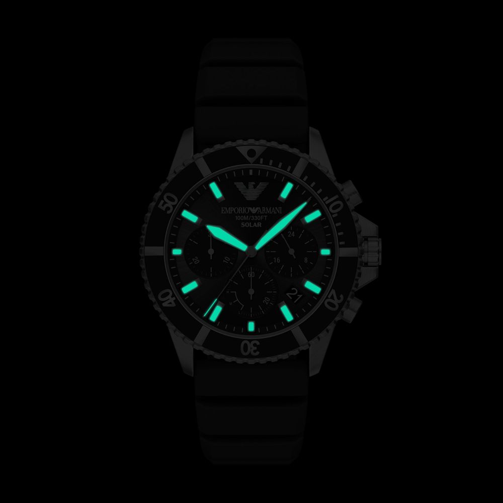 Emporio Armani Solar Chronograph (44mm) Black Dial / Black Silicone Strap AR11830 - alternative Ansicht 4