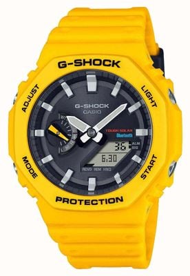 Casio Мужские часы g-shock с bluetooth, желтые, на солнечной энергии, с полимерным ремешком GA-B2100C-9AER