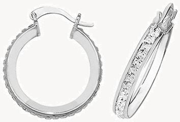 SILVER 15MM CRYSTAL HOOP EARRINGS G51016