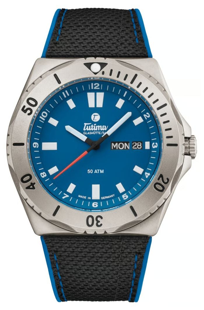 Tutima Glash&Atilde;tte M2 Seven Seas Automatic 44mm Blue Dial Watch