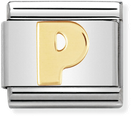 Nomination Classic Letter P 18ct Gold & Steel Charm 030101/16