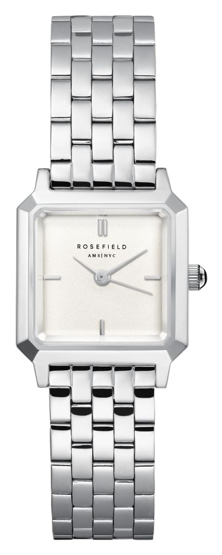 Rosefield Boxelle 195mm Matte White Dial  Stainless Watch