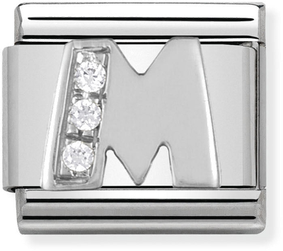 Nomination Classic Letter M Sterling Silver & Steel Cubic Zirconia Charm 330301/13