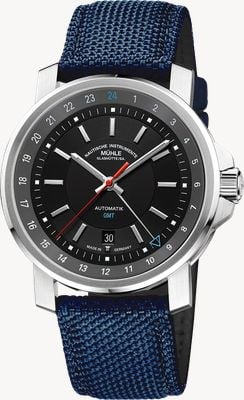 Mühle Glashütte 29er big gmt automatic (42,4 mm) czarna tarcza / pasek z płótna w kolorze marynistycznym M1-25-93-CB-I
