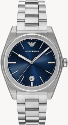 Emporio Armani Mostrador azul masculino (41 mm) / pulseira de aço inoxidável AR11620