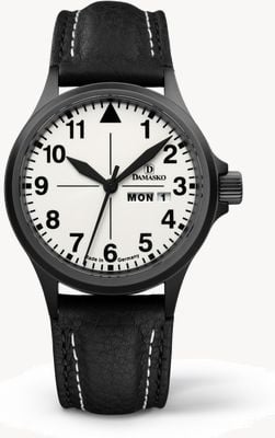 Damasko DK37 Three-Hand Manufacture Automatic (40mm) Luminova C1 White Dial / Black Leather Strap Watch DK37 BLACK LEATHER BLACK CASE