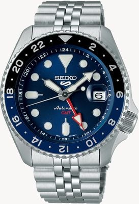 Seiko 5 reinterpretación skx estilo deportivo automático gmt 'batman blueberry' SSK003K1