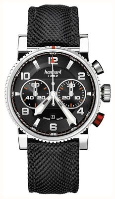 Hanhart Primus racer cronografo automatico (44 mm) quadrante nero / cinturino in tessuto nero - m 741.210-3020