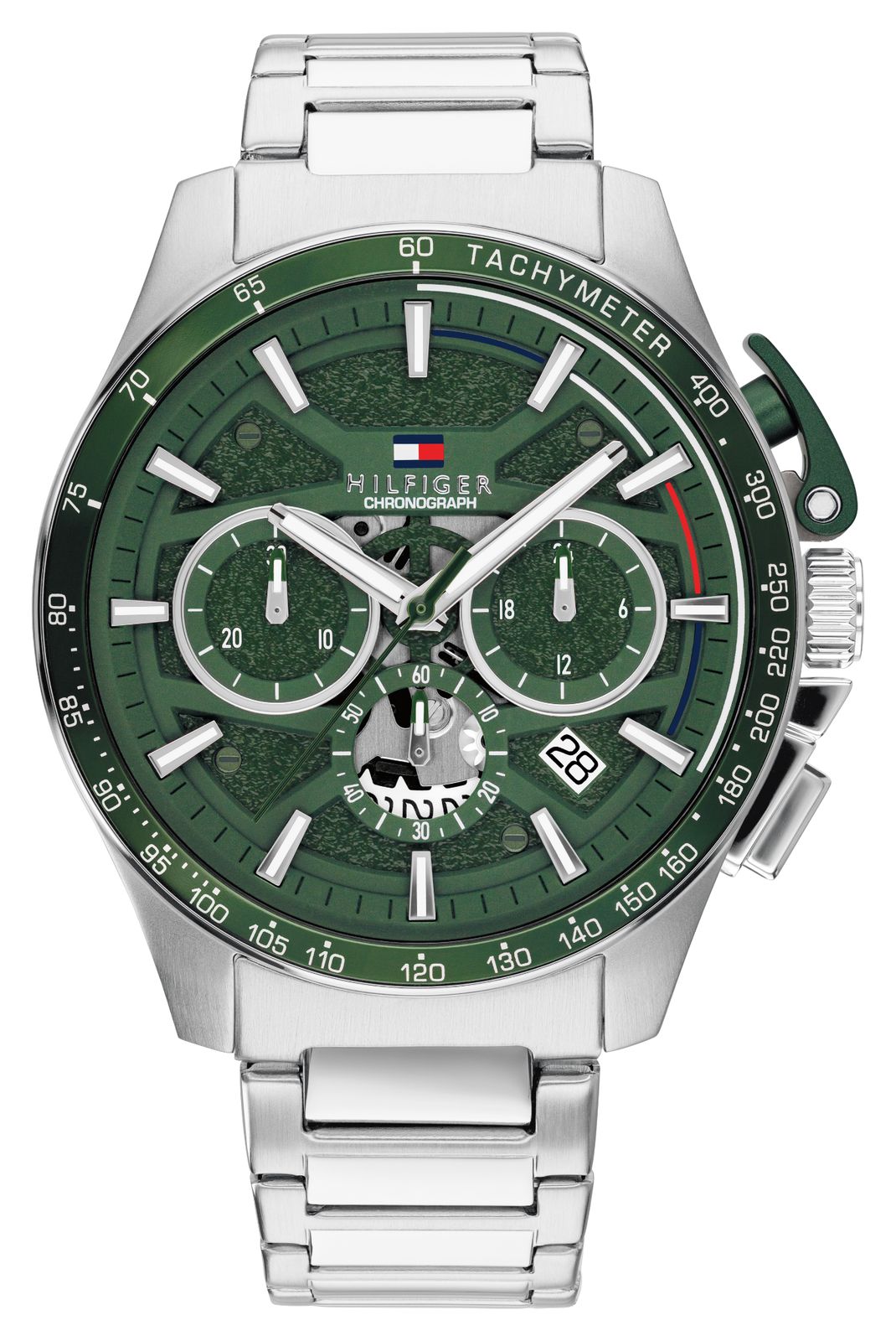 Tommy Hilfiger Edelstahlarmbanduhr mit grünem Zifferblatt uhr