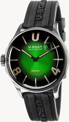U-Boat Darkmoon ss (41,5 mm) quadrante verde soleil nobile / cinturino in gomma vulcanizzata nera 9502/B