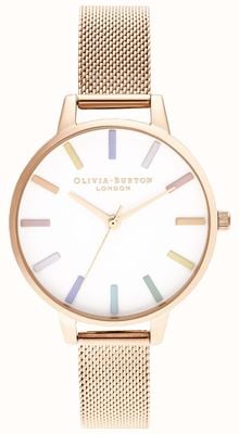 Olivia Burton | mulheres | arco-íris | pulseira em malha de ouro rosa | OB16RB24