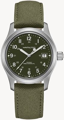 Hamilton Khaki Field Officer Mechanical *Pearl Harbour - 2001* (38mm) Green Dial / Green Canvas Strap H69439363