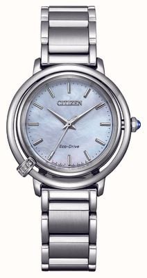 Citizen Women's L Eco-Drive (31mm) Mother-of-Pearl Dial / Stainless Steel Bracelet and Black Leather Strap EM1090-60D
