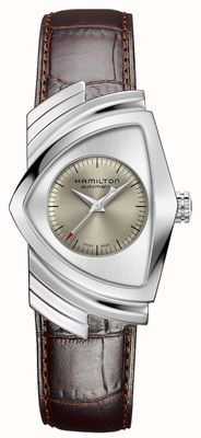 Hamilton Ventura automatique (34,7 mm) cadran argenté / bracelet cuir marron H24515581