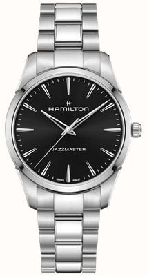 Hamilton Jazzmaster Quarz (40 mm) schwarzes Zifferblatt mit Sonnenschliff / Edelstahlarmband H32461131