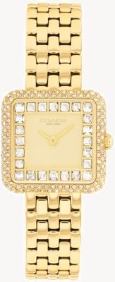 Coach Cass quartzhorloge met twee wijzers (24,2 mm) met gouden wijzerplaat en roestvrijstalen armband met gouden PVD-coating. 14504559