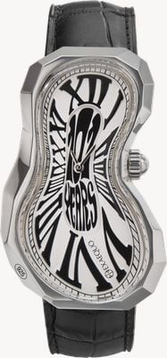 Exaequo Melting Watch Polyhedron 925 Edition 101 "One of 101" (35.4mm) White Dial / Black Leather Strap EX 0101.0101