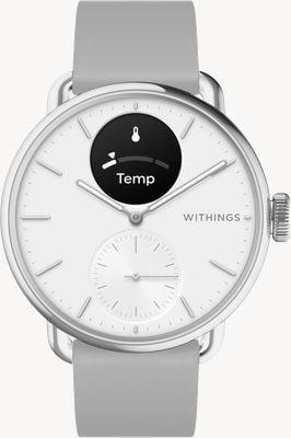 Withings Scanwatch 2 – Hybrid-Smartwatch mit EKG (38mm) weißes Hybrid-Zifferblatt / graues Silikon-Armband HWA10-MODEL 2-ALL-INT