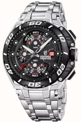 Festina Chrono Bike 2026 (46mm) Black Dial / Stainless Steel Bracelet F20754/6