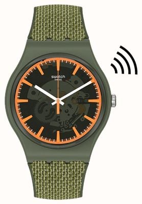 Swatch ユニセックスオンペイ！緑の織り目加工のストラップ SVIG100-5300