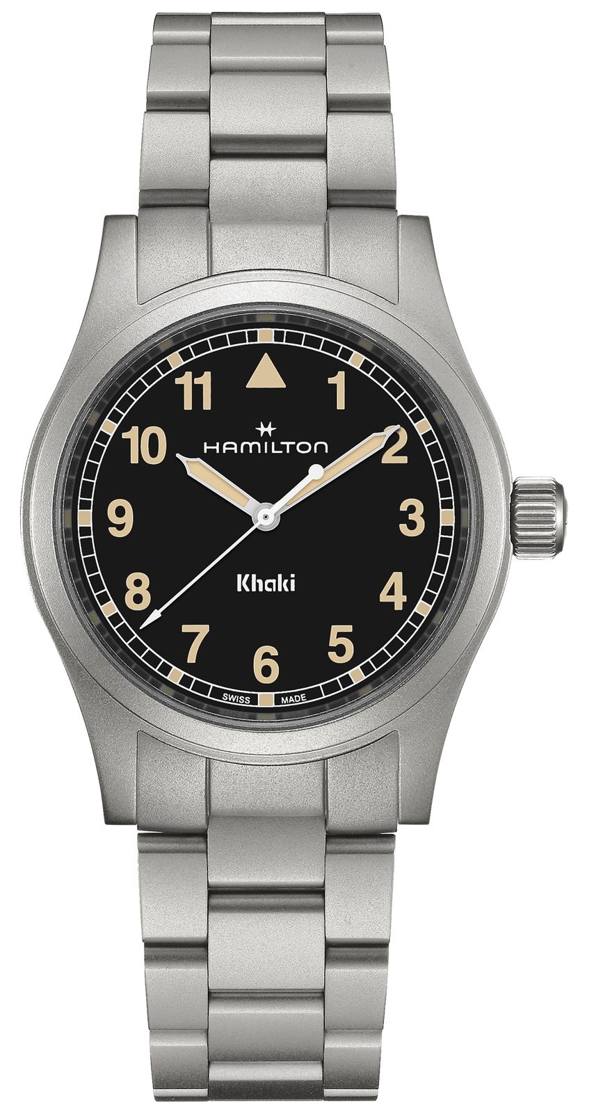 Hamilton Khaki Field Quartz (38 mm) Cadran noir / Bracelet montre