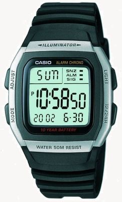 Casio Illuminateur rétro numérique (35,7 mm) cadran numérique / résine noire W-96H-1AVES