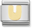 Nomination Classic Letter U 18ct Gold & Steel Charm 030101/21