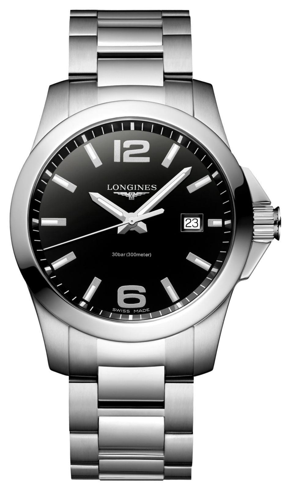 LONGINES Quartz Conquest (41 mm) cadran noir / bracelet en montre