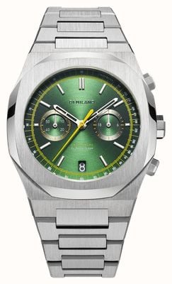 D1 Milano Cronografo verde nobile (41,5 mm) quadrante verde soleil / bracciale in acciaio inossidabile CHBJ10