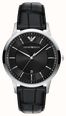 Emporio Armani Three-Hand Quartz (43mm) Black Sunray Dial / Black Leather Strap AR11826