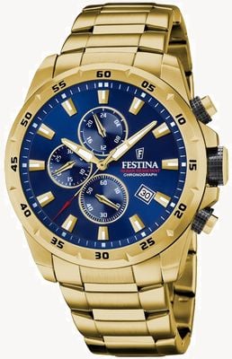 Festina Men's Chronograph | Blue Dial | Gold PVD Bracelet F20541/2
