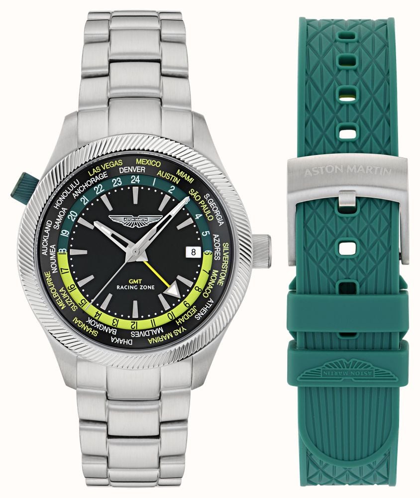 Aston Martin GRZ Icon Quartz Racing Zone GMT (41mm) Podium Green Dial / Steel Bracelet + Silicone Strap MTIZ1F503 - alternative Ansicht 6