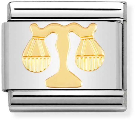 Nomination Classic Libra 18ct Gold & Steel Charm 030104/07
