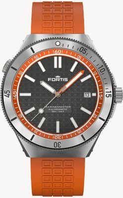 FORTIS Marinemaster M-44 Chronometer Bernsteinorange (44 mm) Horizont ultraflexibles Kautschukarmband F8120013