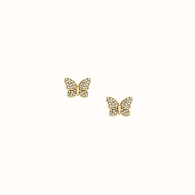 Fossil Sutton Gold Tone Crystal-Set Butterfly Earrings JF04922710