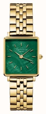 Rosefield Boxy XS (22 mm) cadran nacre vert émeraude / bracelet en acier inoxydable plaqué or BEGSG-Q050