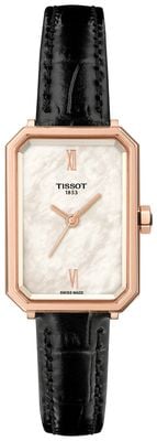Tissot Srv quartz (21,8 mm) cadran nacre blanche / bracelet en cuir d'alligator noir T1601103611300